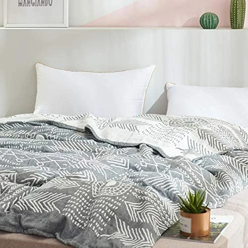 UniDes Soft Lightweight Muslin Cotton Blanket Full/Queen (78" X 90"), Throw Blanket For Bed, Couch & Sofa, Summer Bedding Coverlet - Pale Pink A-light Green 10 UniDes Soft Lightweight Muslin Cotton Blanket Full/Queen (78" X 90"), Throw Blanket For Bed, Couch & Sofa, Summer Bedding Coverlet - Pale Pink A-light Green - Image 8