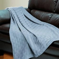 SUPERIOR King Blanket 100% Cotton, For All Season,Basket Weave Design, Light Blue -Electric Blankets Sales 2022 51k91kzVvZL