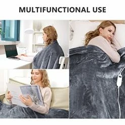 Tuffen Electric Heated Blanket Full Size, Extremely Soft Cozy Flannel Heating Blanket With Single Controller, 10 Heating Levels & 8 Hours Auto-Off, Fast Heating & Machine Washable, 72" X 84" Gray -Electric Blankets Sales 2022 51kUfWjUxkL
