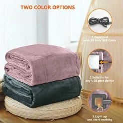 IZEEPE Electric Blanket Heated Throw, Cordless Heating Pad With 3 Heating Levels, Portable USB Heated Blanket For Travel, 53"x23" Cozy Flannel Fast Heating, Home, Car & RV Uses, Machine Washable, Grey -Electric Blankets Sales 2022 51kXpdwNRzL