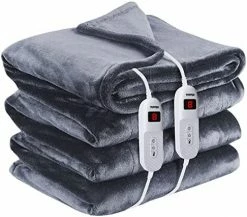 Tuffen Electric Heated Blanket Full Size, Extremely Soft Cozy Flannel Heating Blanket With Single Controller, 10 Heating Levels & 8 Hours Auto-Off, Fast Heating & Machine Washable, 72" X 84" Gray -Electric Blankets Sales 2022 51khDGPCxnL. AC