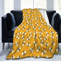 LIBIFALL Bee Soft Flannel Fleece Throw Blanket,Bumble Bees Producing Honey by Filling Honeycombs Cells,Home Decor Micro Warm Blanket for Couch Bed,50" x 60",Yellow Style03 -Electric Blankets Sales 2022 51khyjSyPML. AC 1