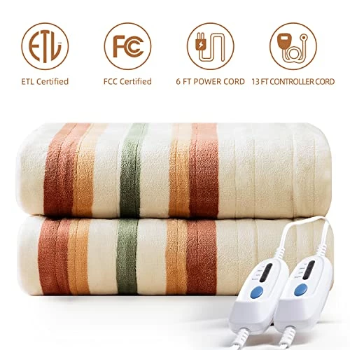 Jet's Home Heated Blanket Queen Size 84‘’X90‘’Soft Silky Plush Electric Blanket With 4 Heating Level & 10 Hour Auto Off Heating Blanket,ETL Certified Machine Washable Beige 4 Jet's Home Heated Blanket Queen Size 84‘’X90‘’Soft Silky Plush Electric Blanket With 4 Heating Level & 10 Hour Auto Off Heating Blanket,ETL Certified Machine Washable Beige - Image 2