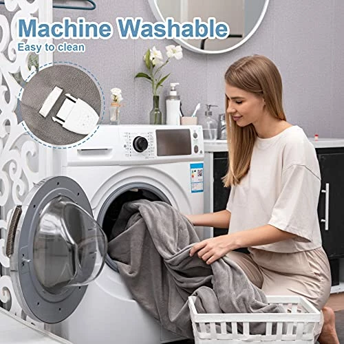 HNABAIC Heated Electric Blanket Queen Size, Flannel Fleece 1-10 Hours Auto-Off 10 Heating Levels (Gray, Queen Size 84" X 90" Dual Conntroller) Grey 6 HNABAIC Heated Electric Blanket Queen Size, Flannel Fleece 1-10 Hours Auto-Off 10 Heating Levels (Gray, Queen Size 84" X 90" Dual Conntroller) Grey - Image 4