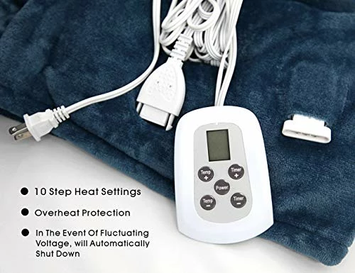 Marquess King Size Electric Blanket,Flannel Sherpa Washable And Comfortable Heated Blanket With 10 Heat Settings, Safety 10 Hours Auto-Off &Dual Temperature Dual Control By One Blanket(King, Navy) 6 Marquess King Size Electric Blanket,Flannel Sherpa Washable And Comfortable Heated Blanket With 10 Heat Settings, Safety 10 Hours Auto-Off &Dual Temperature Dual Control By One Blanket(King, Navy) - Image 4