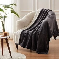 Warmrest Electric Throw Blanket Heated Blanket With 6 Heating Levels And 4 Hours Auto Shut Off, Flannel To Sherpa Super Cozy Heating Blanket, Machine Washable, 50" X 60", Charcoal