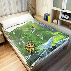 HommomH 60" X 80" Blanket Comfort Warmth Soft Cozy Air Conditioning Easy Care Machine Wash Hummingbird Butterfly Multi 9 -Electric Blankets Sales 2022 51ldaCROUnL