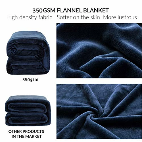 Bedsure Fleece Blanket Queen Size 350GSM - Soft Blankets For Bed All Season,90x90 Inches Navy Blue 5 Bedsure Fleece Blanket Queen Size 350GSM - Soft Blankets For Bed All Season,90x90 Inches Navy Blue - Image 3