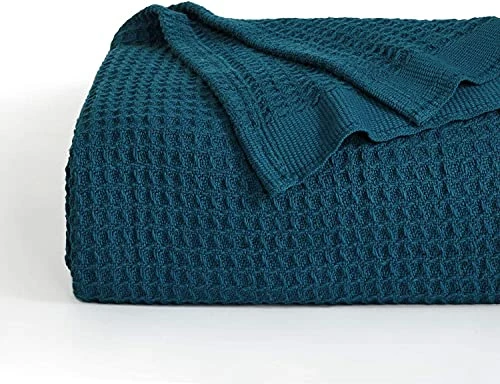 Kotton Culture 100% Cotton Waffle Weave Soft Blanket For Bed Or Couch, All-Season, Machine-Washable, Honeycomb Blanket (Teal, Queen 90 X 90 Inches) 3 Kotton Culture 100% Cotton Waffle Weave Soft Blanket For Bed Or Couch, All-Season, Machine-Washable, Honeycomb Blanket (Teal, Queen 90 X 90 Inches)