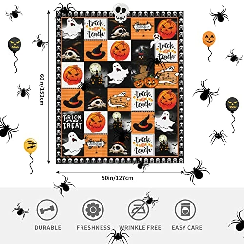 JOPJOLIW Halloween Ghost Blanket Ultra-Soft Flannel Blanket Pumpkin Lightweight Halloween Party Blankets For Bed Sofa Couch 60" X 50" -1 Pumpkin-1 4 JOPJOLIW Halloween Ghost Blanket Ultra-Soft Flannel Blanket Pumpkin Lightweight Halloween Party Blankets For Bed Sofa Couch 60" X 50" -1 Pumpkin-1 - Image 2