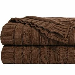 NTBAY 100% Pure Cotton Cable Knit Throw Blanket, Super Soft Warm 51x67 Knitted Throw Blanket For Couch, Sofa, Chair, Bed - Extra Cozy, Machine Washable, Comfortable Home Decor, Brown