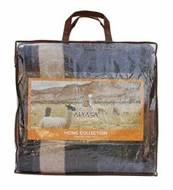 Alpaca Warehouse Alpaca Sheep Wool Blanket King/Full-Queen/Twin Size Thick Heavyweight Comfortably Warm - Great For Outdoor Use - Striped Design (Beige/Brown/Gray, Full/Queen)