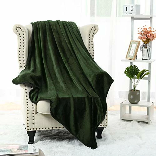 PiccoCasa Fleece Bed Blanket Full Size Olive Green 330GSM Soft Lightweight Microfiber Plush Flannel Blanket Thick All Season Throw Blankets For Couch Sofa Bed Traveling, 78 X 90 Inches 5 PiccoCasa Fleece Bed Blanket Full Size Olive Green 330GSM Soft Lightweight Microfiber Plush Flannel Blanket Thick All Season Throw Blankets For Couch Sofa Bed Traveling, 78 X 90 Inches - Image 3