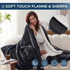 Westinghouse Electric Blanket Heated Blanket | 10 Heating Levels & 1 To 12 Hours Heating Time Settings | Flannel To Sherpa Reversible 62x84 Twin Size | Machine Washable, Charcoal -Electric Blankets Sales 2022 51mzUjeFiaL