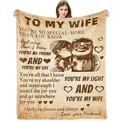 BMPUDERY Gifts For Wife Blanket From Husband I Love You Wedding Anniversary Birthday Christmas Valentine's Mother's Day Blankets Romantic Present Gift For Her Women (60x50inch) 3 BMPUDERY Gifts For Wife Blanket From Husband I Love You Wedding Anniversary Birthday Christmas Valentine's Mother's Day Blankets Romantic Present Gift For Her Women (60x50inch)