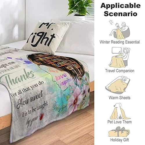 Dvtqtiqpa Teacher Blanket Gifts For Women - Lightweight Soft Blankets For Teacher Appreciation Teacher's Day Birthday Back To School Graduation Gift Ideas 60"X50" 6 Dvtqtiqpa Teacher Blanket Gifts For Women - Lightweight Soft Blankets For Teacher Appreciation Teacher's Day Birthday Back To School Graduation Gift Ideas 60"X50" - Image 4