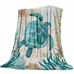 YEHO Art Gallery Twin Size Flannel Fleece Bed Blanket Soft Throw-Blankets For Bed Room Sofa Couch,Sea Turtle Underwater World Animal Pattern,Lightweight Cozy Warm Blankets For Women Men,39x49in Ocean Elementsyag4766