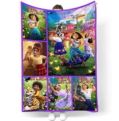 Tienaoke Encanto Blanket Gift Set, Includes Blanket 40x60in, Pillowcase, 50 Pieces Stickers, 6 Keychains, 6 Bracelets, Button Pins, Necklace Style B 5 Tienaoke Encanto Blanket Gift Set, Includes Blanket 40x60in, Pillowcase, 50 Pieces Stickers, 6 Keychains, 6 Bracelets, Button Pins, Necklace Style B - Image 3