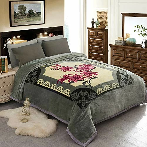 JML Fleece Blanket, Plush Blanket King Size 85" X 93", 10 Pounds Heavy Korean Style Mink Blanket - Silky Soft And Warm, 2 Ply A&B Printed Raschel Bed Blanket, Grey Green Rose Printed Pattern - Grey Green Rose 3 JML Fleece Blanket, Plush Blanket King Size 85" X 93", 10 Pounds Heavy Korean Style Mink Blanket - Silky Soft And Warm, 2 Ply A&B Printed Raschel Bed Blanket, Grey Green Rose Printed Pattern - Grey Green Rose