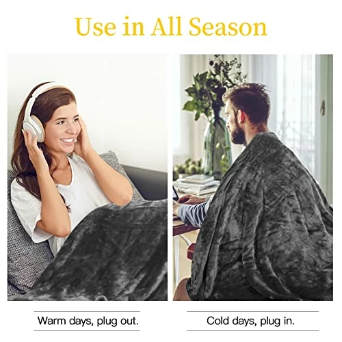 WAPANEUS Electric Blanket 72”x84” Flannel Heated Blanket Full Size With 5 Heating Settings 10 Hours Auto-Off, Fast-Heating, ETL Listed, Machine Washable, Dark Grey 5 WAPANEUS Electric Blanket 72”x84” Flannel Heated Blanket Full Size With 5 Heating Settings 10 Hours Auto-Off, Fast-Heating, ETL Listed, Machine Washable, Dark Grey - Image 3