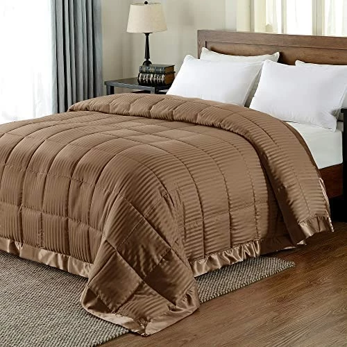 Downluxe Lightweight King Down Alternative Blanket With Satin Trim, Gray, 90 X 108 Inch Brown 8 Downluxe Lightweight King Down Alternative Blanket With Satin Trim, Gray, 90 X 108 Inch Brown - Image 6