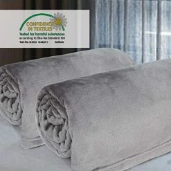 Rendiele Fleece Throw Blankets Fluffy Warm Solid Color Blankets For Bed (Grey, 90''x90'' Queen) -Electric Blankets Sales 2022 51oKgOfufzL