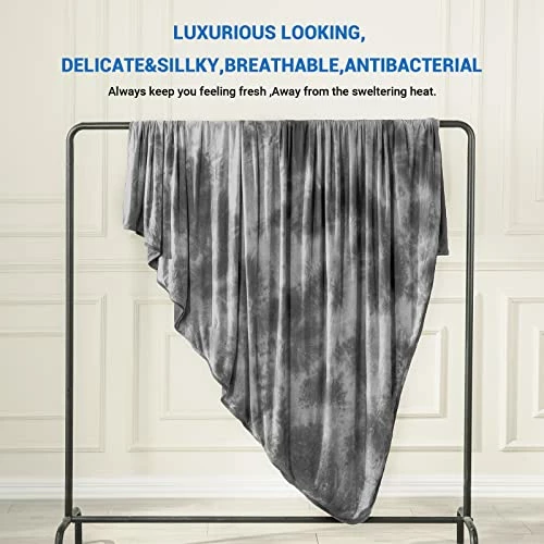 TOPCEE Cooling Blanket For Night Sweats Decorative Tie Dye,Absorbs Heat To Keep Cool On Warm Nights, Q-Max 0.5 Cooling Blankets For Hot Sleepers, Ultra-Cool Lightweight Blanket For Bed (Twin Size) Grey Watercolor 4 TOPCEE Cooling Blanket For Night Sweats Decorative Tie Dye,Absorbs Heat To Keep Cool On Warm Nights, Q-Max 0.5 Cooling Blankets For Hot Sleepers, Ultra-Cool Lightweight Blanket For Bed (Twin Size) Grey Watercolor - Image 2