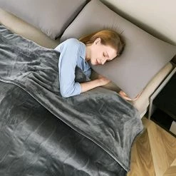 BESTCHIC Electric Heated Blanket Queen Size 84" X 90", Fast Heating Blanket 100% Polyester Soft Flannel, 4 Heating Levels 10 Hours Auto-Off, ETL Certified Dual Controllers, Machine Washable (Grey) Gray-flannel & Sherpa -Electric Blankets Sales 2022 51oUQ7ZhpfL. AC