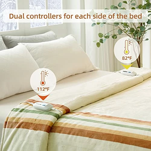Jet's Home Heated Blanket Queen Size 84‘’X90‘’Soft Silky Plush Electric Blanket With 4 Heating Level & 10 Hour Auto Off Heating Blanket,ETL Certified Machine Washable Beige 5 Jet's Home Heated Blanket Queen Size 84‘’X90‘’Soft Silky Plush Electric Blanket With 4 Heating Level & 10 Hour Auto Off Heating Blanket,ETL Certified Machine Washable Beige - Image 3