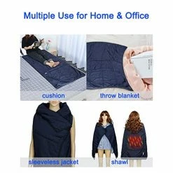 Lomitech Electric Heated Blanket-Heating Travel Blanket -Camping Blanket Wearable Blanket -Multi-purpose Blanket -5V2A USB Fast Heating Technology For Outdoor Home Office, Navy Blue (Battery Pack Not Included) -Electric Blankets Sales 2022 51plc55mVAL