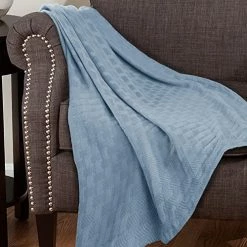 SUPERIOR King Blanket 100% Cotton, For All Season,Basket Weave Design, Light Blue -Electric Blankets Sales 2022 51q4Yd8kdzL