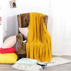 NTBAY Natural Bamboo Cable Knit Oversized Throw Blanket, 3lbs Soft And Cooling Touch Twin Bed Blanket, 60x80 Inches, Yellow -Electric Blankets Sales 2022 51qB2F96L5L