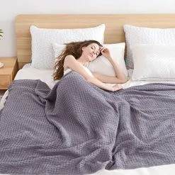 Chavish Cotton Waffle Wave Blanket Oversized, 59"x79" Luxury Soft Breathable Waffle Blanket Skin Friendly, Lightweight Blanket Layer For Couch Bed Sofa Blue Style2-rose -Electric Blankets Sales 2022 51qCj00BZ4L