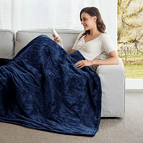 FIGERM Electric Heated Throw Blanket Twin Size 62" X 84" | 6 Levels Fast Heating & Machine Washable | Full Body Warming Soft Flannel Bed Sofa Blankets With Auto-Off Overheating Protection 8H Timer | Blue 3 FIGERM Electric Heated Throw Blanket Twin Size 62" X 84" | 6 Levels Fast Heating & Machine Washable | Full Body Warming Soft Flannel Bed Sofa Blankets With Auto-Off Overheating Protection 8H Timer | Blue