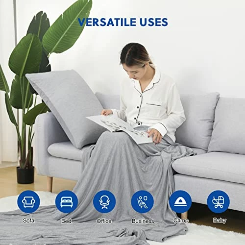 HOMFINE Cooling Blankets For Hot Sleepers - Summer Blanket Thin Lightweight Breathable Soft Double Side Enhanced Cooling Blanket For Bed Couch Sofa, Keep Cool For Night Sweats (Grey, 60 X 80 Inches) 4 HOMFINE Cooling Blankets For Hot Sleepers - Summer Blanket Thin Lightweight Breathable Soft Double Side Enhanced Cooling Blanket For Bed Couch Sofa, Keep Cool For Night Sweats (Grey, 60 X 80 Inches) - Image 2