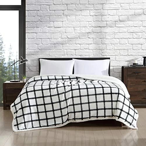 Eddie Bauer - Twin Blanket, Reversible Sherpa Fleece Bedding, Super Soft Plush Home Decor (Classic Fair Isle Black, Twin) Kettle Falls Grey/white 11 Eddie Bauer - Twin Blanket, Reversible Sherpa Fleece Bedding, Super Soft Plush Home Decor (Classic Fair Isle Black, Twin) Kettle Falls Grey/white - Image 9