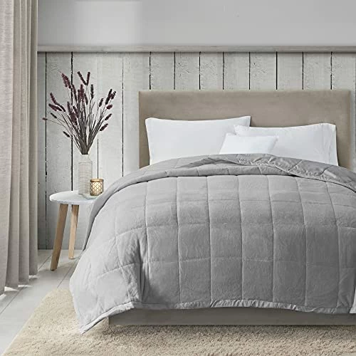 Madison Park Coleman Cozy Reversible Blanket, Luxury Plush All Season Down Alternative Cover For Bed, Couch And Sofa, King(108"x90"), Grey 10 Madison Park Coleman Cozy Reversible Blanket, Luxury Plush All Season Down Alternative Cover For Bed, Couch And Sofa, King(108"x90"), Grey - Image 8