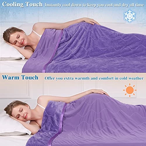 ABFace Cooling Blanket For Hot Sleepers, Light Weight Blanket For Summer, Cool Summer Blanket Twin Size 60x80 Inch, Lightweight Blanket With Cooling Fiber And Plush Double Sided For All Season, Purple 4 ABFace Cooling Blanket For Hot Sleepers, Light Weight Blanket For Summer, Cool Summer Blanket Twin Size 60x80 Inch, Lightweight Blanket With Cooling Fiber And Plush Double Sided For All Season, Purple - Image 2