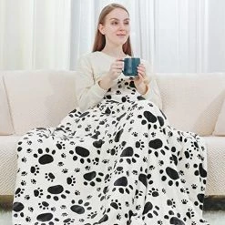Homde Heated Electric Throw 50 Inch X 60 Inch Flannel Washable Blanket With 10-Heat Setting Auto-Off Controller For Bed Or Couch, Black White Cat Paw -Electric Blankets Sales 2022 51rDEKUAz9L
