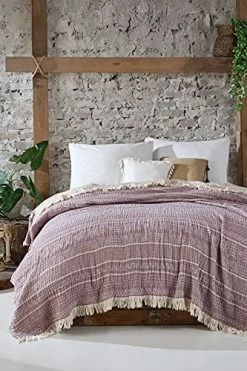 Boho Decor Bedroom 3-Layers Muslin Reversible Soft Cotton Bed Cover, Muslin Blankets For Adults, Soft Bedspread, Blanket Organic, Cotton Blanket, Turkish Throw Blanket, (Blue Blanket 87"x95") (Green) -Electric Blankets Sales 2022 51rHGH5SkpS. AC