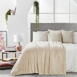 Thesis Fleece Blanket Queen Size Blanket Linen – Luxury Bed Blanket Lightweight Soft Cozy Plush Textured Microfiber Blanket, 90x90 Inches -Electric Blankets Sales 2022 51rInvEr07L