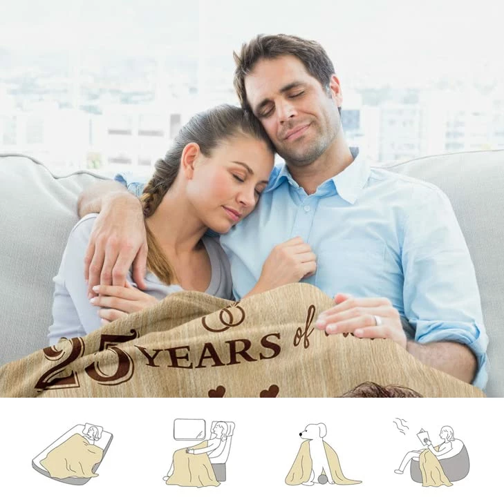 Antonia Bellamy 25th Blanket 60"X 50" - Gift For 25th Wedding Anniversary - 25 Years Of Marriage Gifts For Dad Mom Friends Grandparents - 25th Wedding For Husband Wife 25th Anniversary 4 Antonia Bellamy 25th Blanket 60"X 50" - Gift For 25th Wedding Anniversary - 25 Years Of Marriage Gifts For Dad Mom Friends Grandparents - 25th Wedding For Husband Wife 25th Anniversary - Image 2