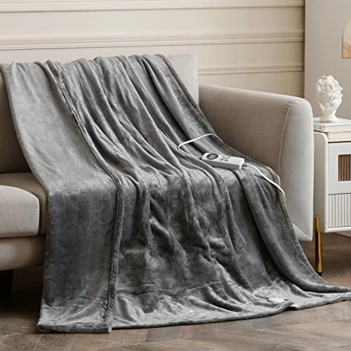 HOMLYNS Electric Blanket Twin Size With 1-12 Hrs Timer Auto-Off & 10 Heating Levels, Double-Layer Flannel Heated Blanket With ETL Certification, Machine Washable Heating Blanket (62”x 84”, Grey) 3 HOMLYNS Electric Blanket Twin Size With 1-12 Hrs Timer Auto-Off & 10 Heating Levels, Double-Layer Flannel Heated Blanket With ETL Certification, Machine Washable Heating Blanket (62”x 84”, Grey)