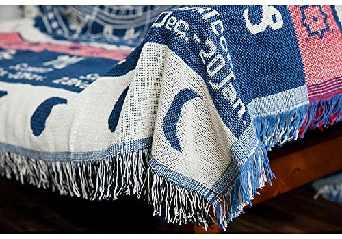Erke Astrology Throw Blanket Tapestry With Boho Fringe For Couch Bed, Cotton Woven Reversible Knit Cover Hippie Blankets For Sofa Room Wall Decor - 50" X 70" White/Blue 6 Erke Astrology Throw Blanket Tapestry With Boho Fringe For Couch Bed, Cotton Woven Reversible Knit Cover Hippie Blankets For Sofa Room Wall Decor - 50" X 70" White/Blue - Image 4