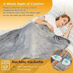 Mia&Coco Electric Heated Blanket Throw Flannel Sherpa Fast Heating 50"x60", 6 Heating Levels & Up-to-10-Hours Auto-Off Timer & LED Display, For Home Office Use, Machine Washable, ETL Certified, Grey Comfort Grey -Electric Blankets Sales 2022 51rtmcDM0tL