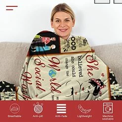 Joyloce Social Worker Practitioner Blanket Birthday Gift 60"x50" For Women - Lightweight Soft Warm Cozy Fuzzy Throws Blankets For Home Bedroom Sofa Couch Decor With Beautiful Print -Electric Blankets Sales 2022 51sDsxfinrL
