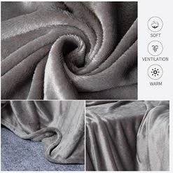 Rendiele Fleece Throw Blankets Fluffy Warm Solid Color Blankets For Bed (Grey, 90''x90'' Queen) -Electric Blankets Sales 2022 51sMB5mENAL