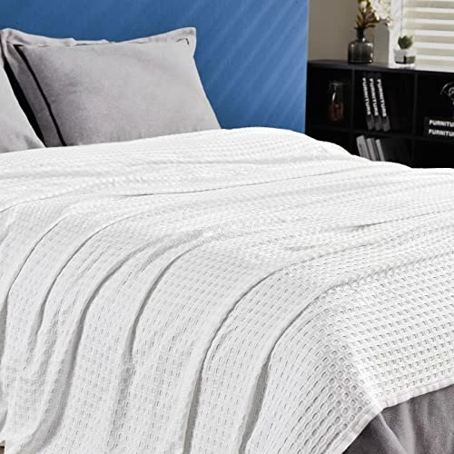 ARTBECK Waffle Blanket, 100% Bamboo Cooling Waffle Weave Blankets, Lightweight Summer Bed Blanket Absorbs Body Heat To Keep Cool On Night (White, 79"x90") 7 ARTBECK Waffle Blanket, 100% Bamboo Cooling Waffle Weave Blankets, Lightweight Summer Bed Blanket Absorbs Body Heat To Keep Cool On Night (White, 79"x90") - Image 5