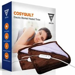 Electric Blankets Sales 2022 24 ZIRCON Electric Blanket Heated Throw Flannel & Sherpa Reversible With Foot Pocket Fast Heating Blanket 50" X 60", ETL Certification With 3 Heating Levels & 4 Hours Auto Off Home Office Use & Machine Washable