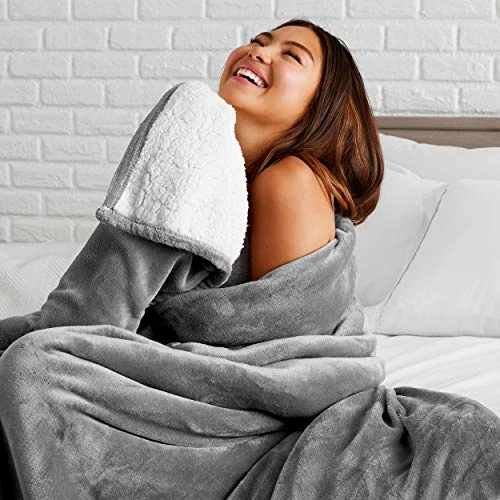 Bare Home Sherpa Fleece Blanket - Twin/Twin Extra Long Blanket - Blanket For Bed, Sofa, Couch, Camping And Travel - Warm & Lightweight - Fluffy & Soft Plush Blanket - Reversible (Twin/Twin XL, Grey) 11 - Red 3 Bare Home Sherpa Fleece Blanket - Twin/Twin Extra Long Blanket - Blanket For Bed, Sofa, Couch, Camping And Travel - Warm & Lightweight - Fluffy & Soft Plush Blanket - Reversible (Twin/Twin XL, Grey) 11 - Red